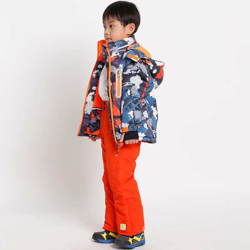

Outdoor Sport Children Outfits Winter Warm Baby Boy Set Hooded Jacket Overall Mountain Girl Snow Suit Warm Fleece Kids Clothes