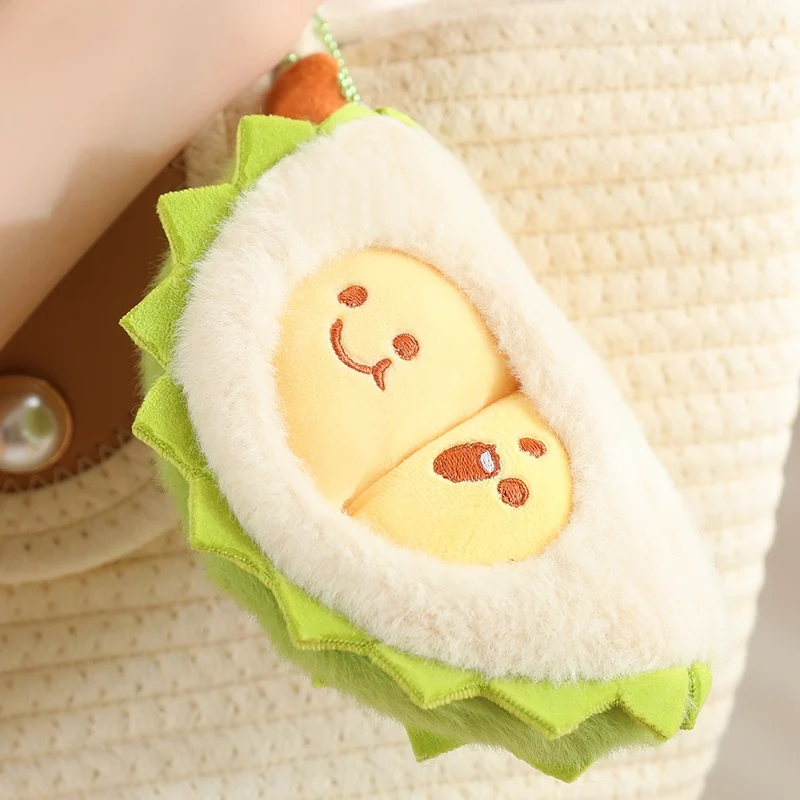Realistic Durian Plush Toys Lifelike Durian Shaped Pillow Plushie With Green Shell and Mini Fruit Pulps King Of Fruit Soft Dolls 6