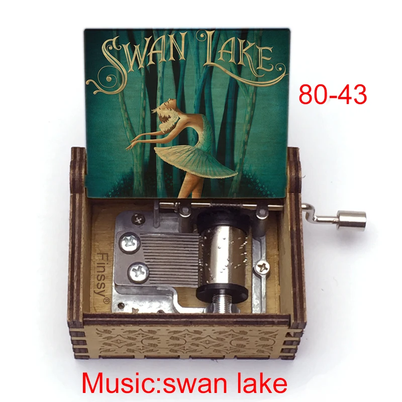 Antique Swan Lake Music Box 18 Note Ballet Dancer Color Print Wood Kids Toy Home Office Decor Birthday Christmas New Year's Gift 5