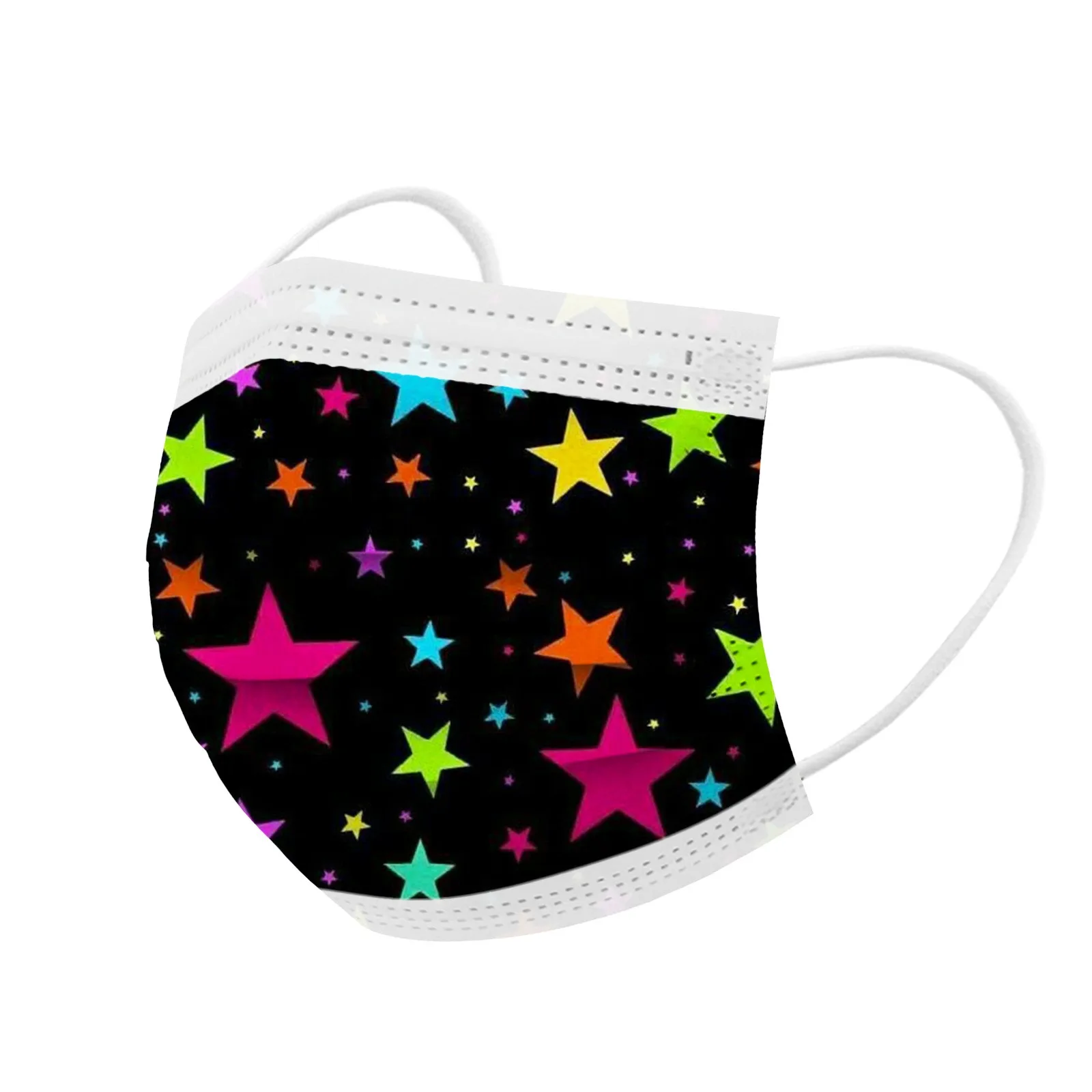 10PCS Children Mask Five-Pointed Star Printing Disposable Mask 3ply Ear Loop Breathable Facemask Masque Mascarillas