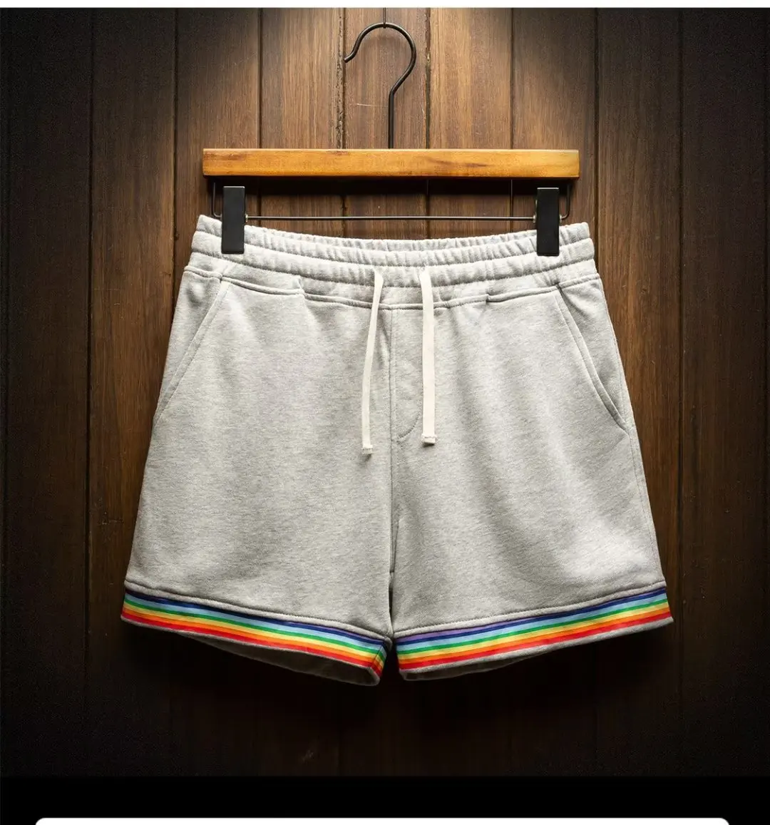 Summer Cotton Sports Casual Shorts Men's Three-quarter Pants Plus Size Casual Men's Drawstring Pants Rainbow Print 3