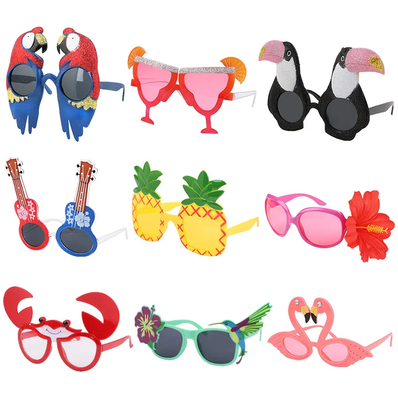 Hawaiian Party Sunglasses Summer Luau Tropical Beach Party Decoration Flamingo Photo Props Kids Birthday Favors Wedding Supplies