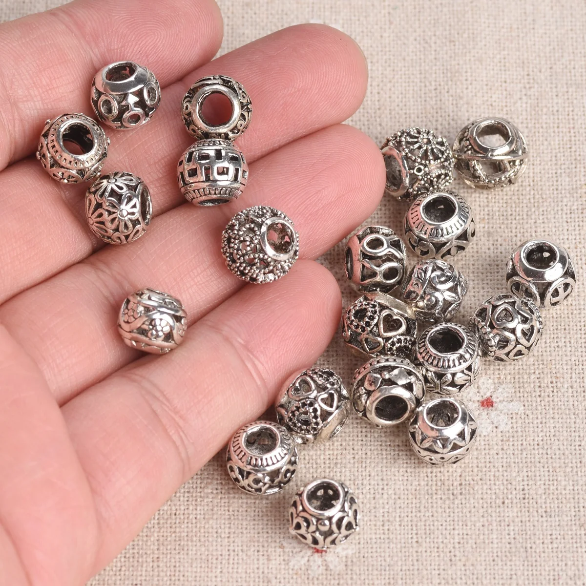 10pcs 11mm Rhinestone Spacer Beads Big Hole Loose Beads For DIY Needlework  Jewelry Making Bracelet Necklace Accessories - AliExpress