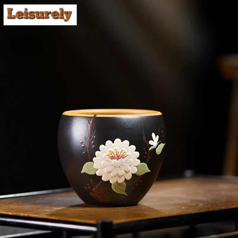 180ml Handmade Yixing Purple Clay Tea Bowl Large Capacity Master Cup Tasting Fragrant Teacup Personal Tea Bowl Chazhan Teaware
