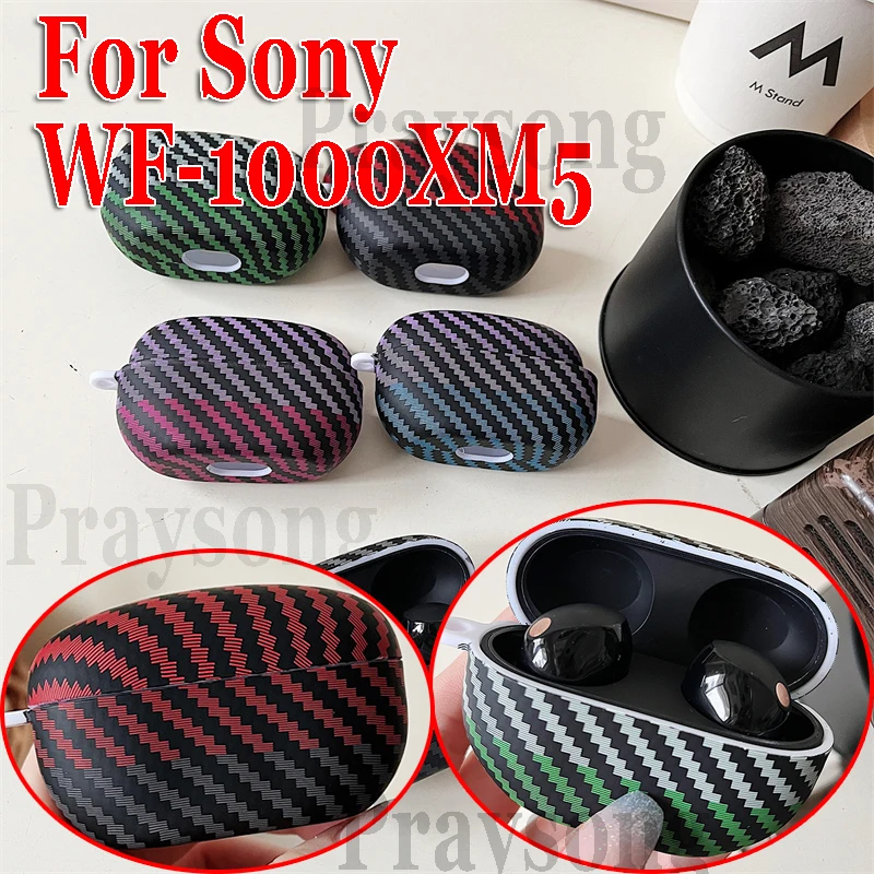 Fashion Cool Case Per Sony Earbuds Wf-1000Xm5 Cover Custodia Rigida In Fibra Di Carbonio Auricolare Custodia 1000 Xm5 Cover Funda Di Ricarica Wireless