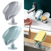 1PC Leaf Shape Soap Holder Suction Cup Sponge Dish Rack With Drain Water Bathroom Shelf For Home Storage Box Kitchen Accessories 5