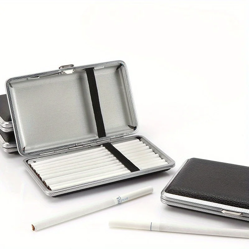 1pc Leather Cigarette Case, Portable Moisture-proof Rectangular Cigarette Case, Ideal for Gifts