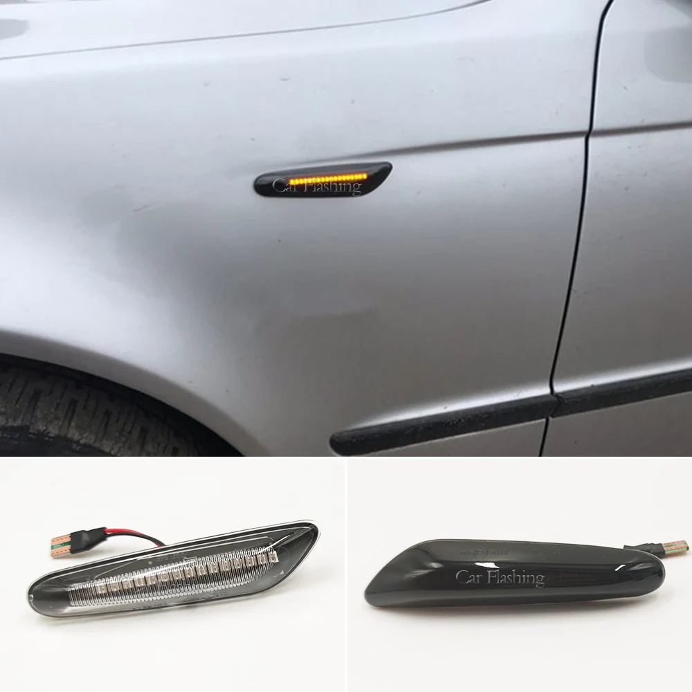 1 Pair Smoke Lens Dynamic Flowing Led Turn Signal Side Marker Light