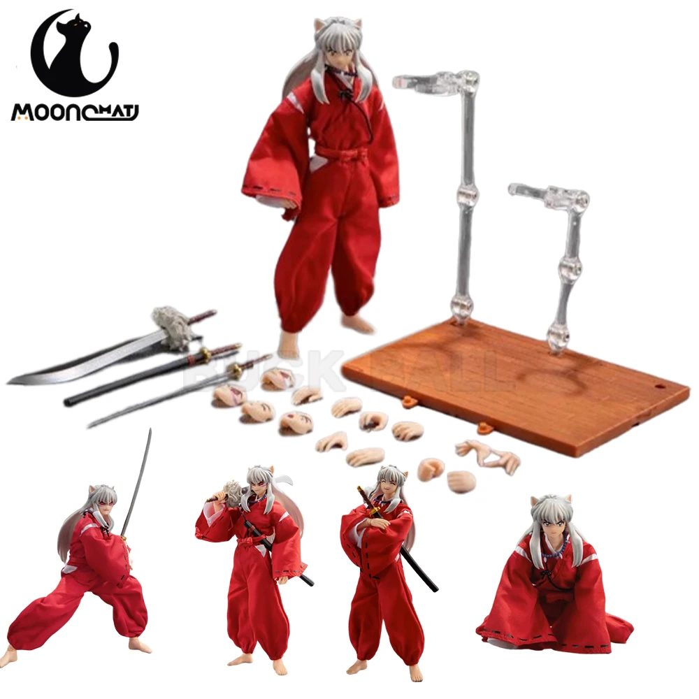 

16cm Shf Inuyasha Anime Figure Inuyasha Action Figurine 4 Faces PVC Statue Model Assemble Doll Collection Decoration Kid Toys