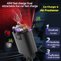 NEW Arrival Starlight Retractable Car USB Charger, 66W 5 in 1 Fast Charging, Car Air Freshener & 2 USB Ports Car Charger Adapter 2