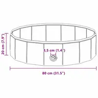 Piscine pliable pour animaux de compagnie 80 x 80 x 20 cm bleue en PVC avec parois latérales renforcées, piscine pour chien pour jardin, terrasse et cour, piscine pour chiens et animaux de compagnie, peu encombrante et pliable, bain pour chien pour l'été et les loisirs en plein air 7