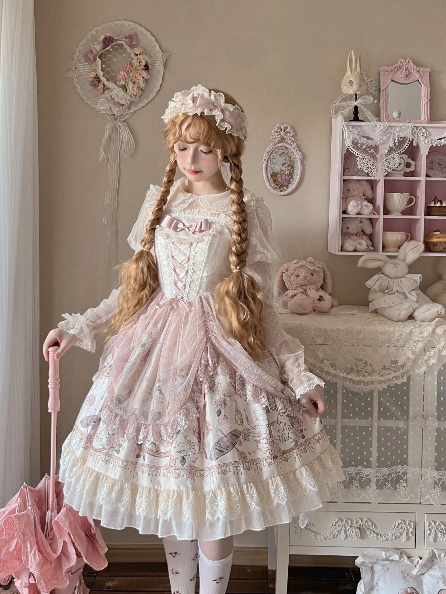 

Платье в викторианском стиле Сладкая Лолита Jsk платье на бретелях с изображением клубники милый кролик летнее японское платье для девочек