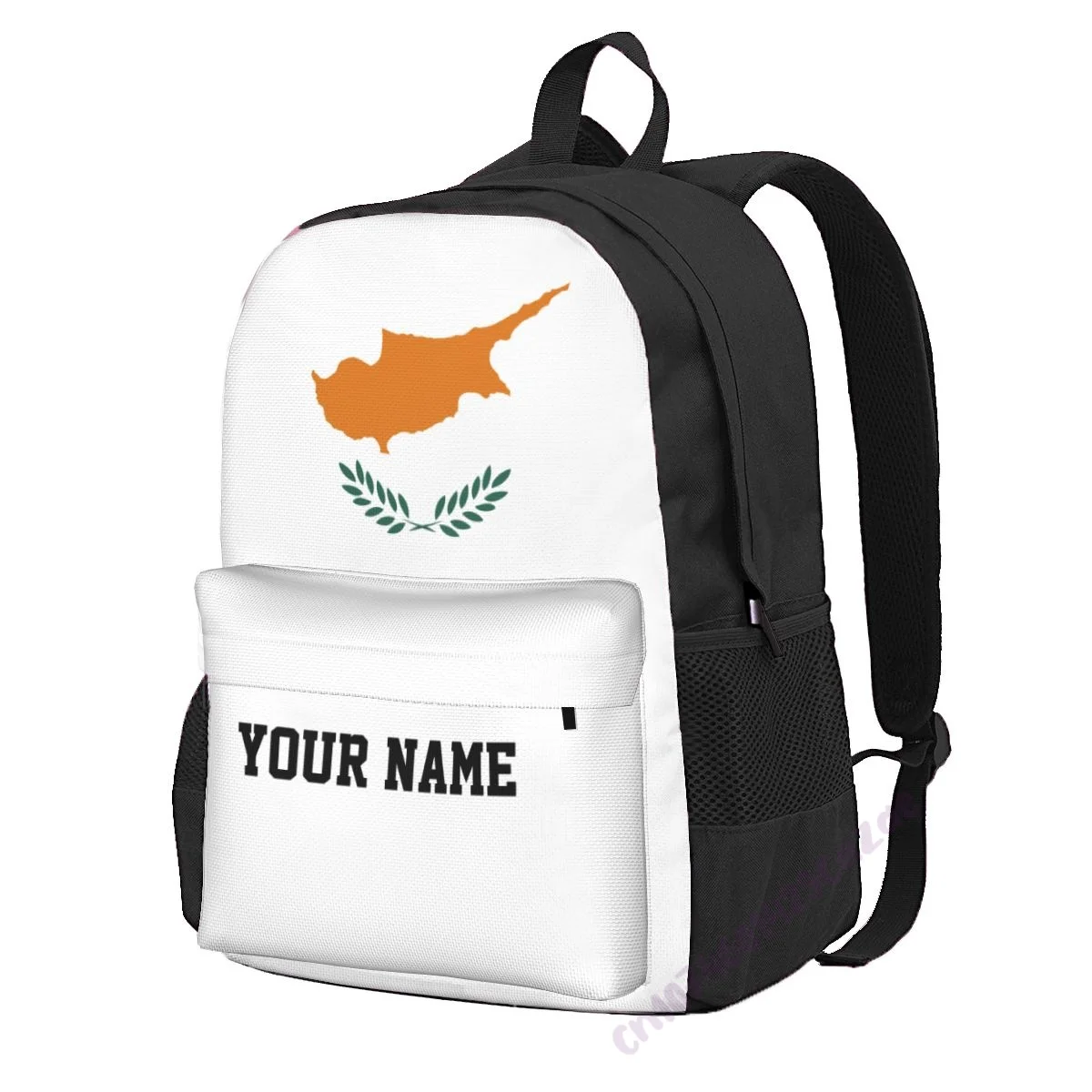 

Custom Name Cyprus Flag Polyester Backpack For Men Women Travel Bag Casual Students Hiking Travel Camping