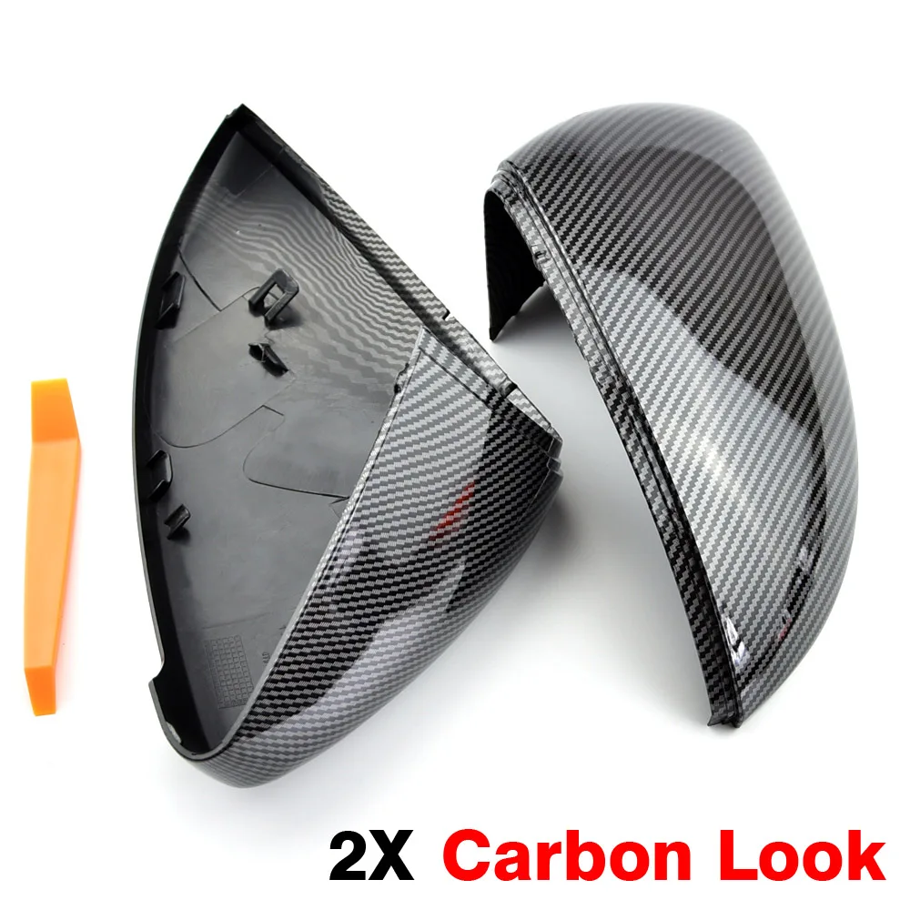 

2 Pieces For VW Golf MK7 7.5 GTI 7 7R Mirror Covers Caps RearView Mirror Case Cover Carbon Look Bright Black Matte Chrome Cover