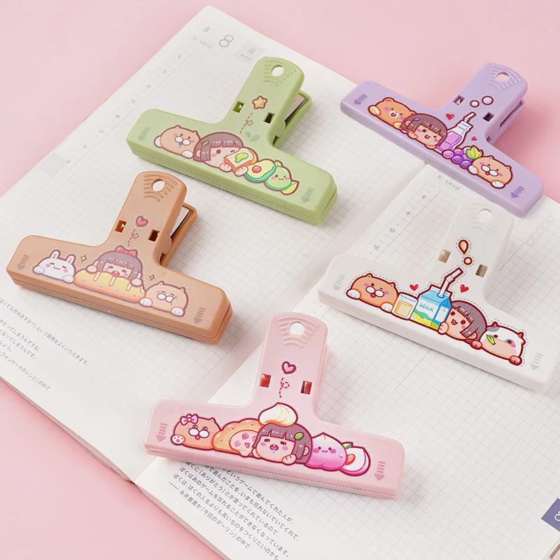 1pcs Cartoon Clamp Kawaii Paper Clips Food Bag Clip Books Card Holder  Hand account clip  Stationery School Supply