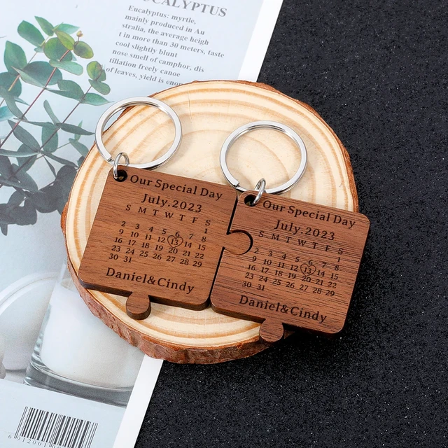 Personalised Couples Calendar Keychain Engraved Special Date Custom Name  Wooden Key Chain for Boyfriend Her Anniversary Gifts - AliExpress