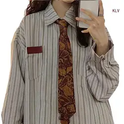Classic Striped Retro Necktie for School and Casual Wear (Brown Textured)