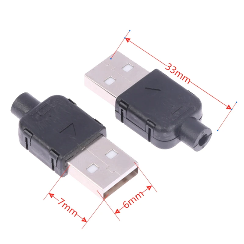 DIY USB 2.0 커넥터 플러그 A 타입 수 4 핀, 블랙 플라스틱 쉘 어댑터 소켓 어셈블리, 10 세트