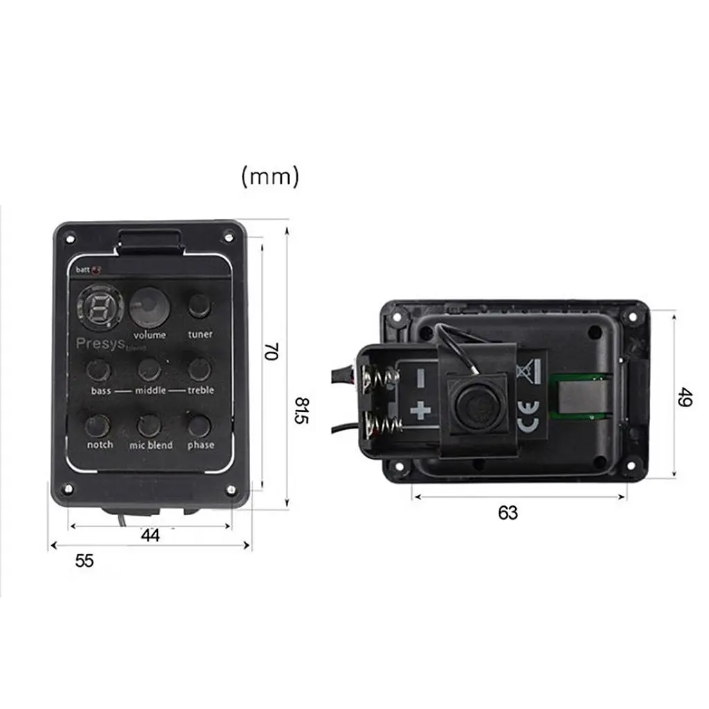 

4 Band Acoustic Guitar Preamp EQ Pickup Piezo Equalizer Tuner Set 301