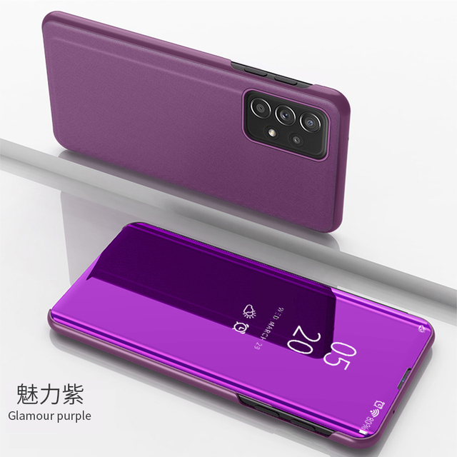 Mirror View PU Leather Flip Cover  For Samsung Galaxy A53 M31S M51 A42 Note20 S20 FE A51 A31  A41 A21 A71 M11 A01 A02 A91