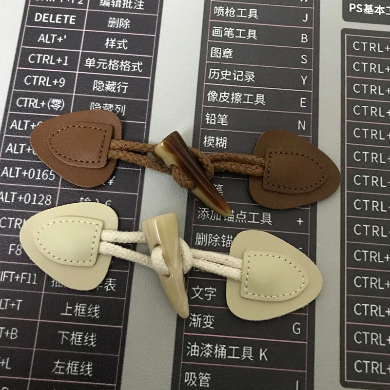 레트로 경적 버클 16.5cm 긴 검정색 PU 수지 경적 버튼 여성용 코트 버튼