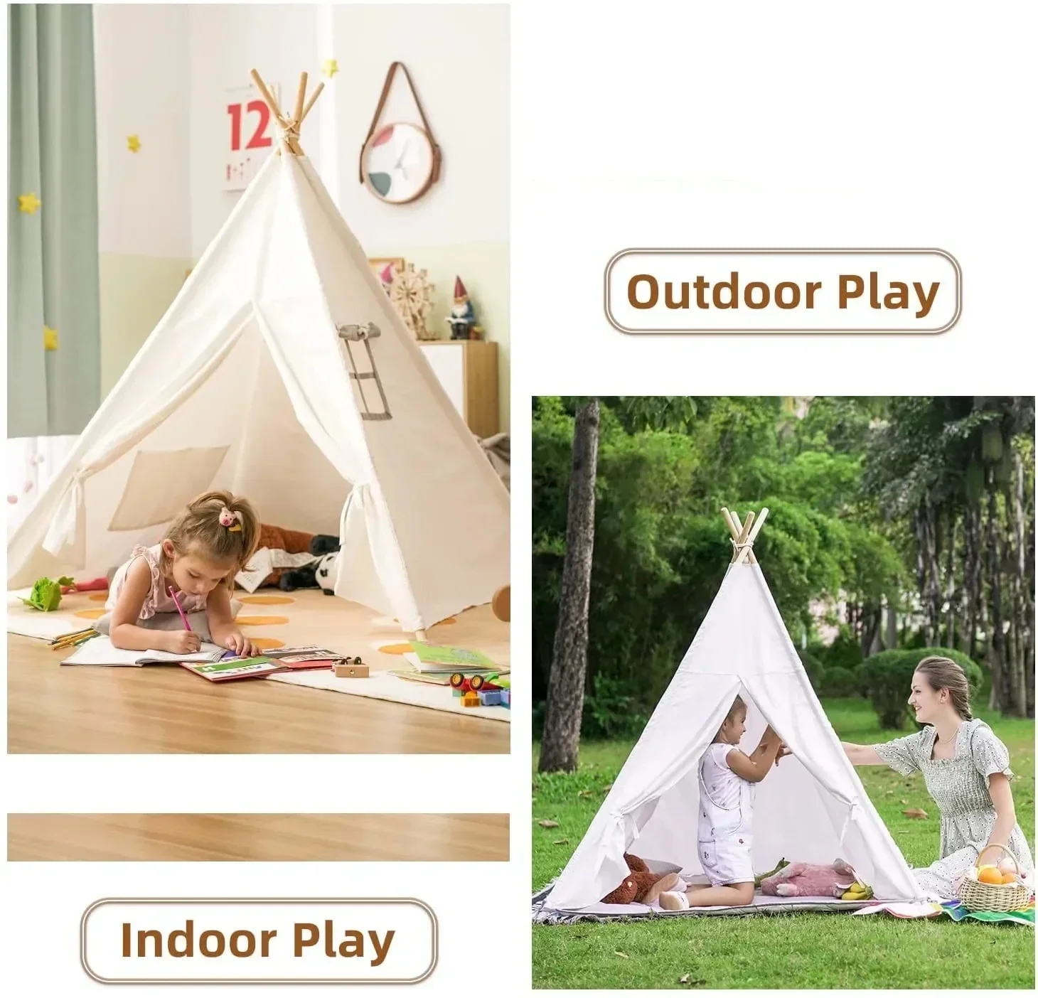 1.6M Kids Tent Play House Wigwam for Children Portable Child Tipi Tents Teepee Toddler Ball Pit Girl Castle Play Room Teepee 3