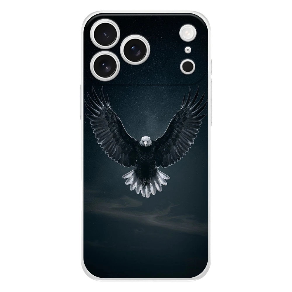 Clear Soft Case with Black Eagle Design and Fullback Protection