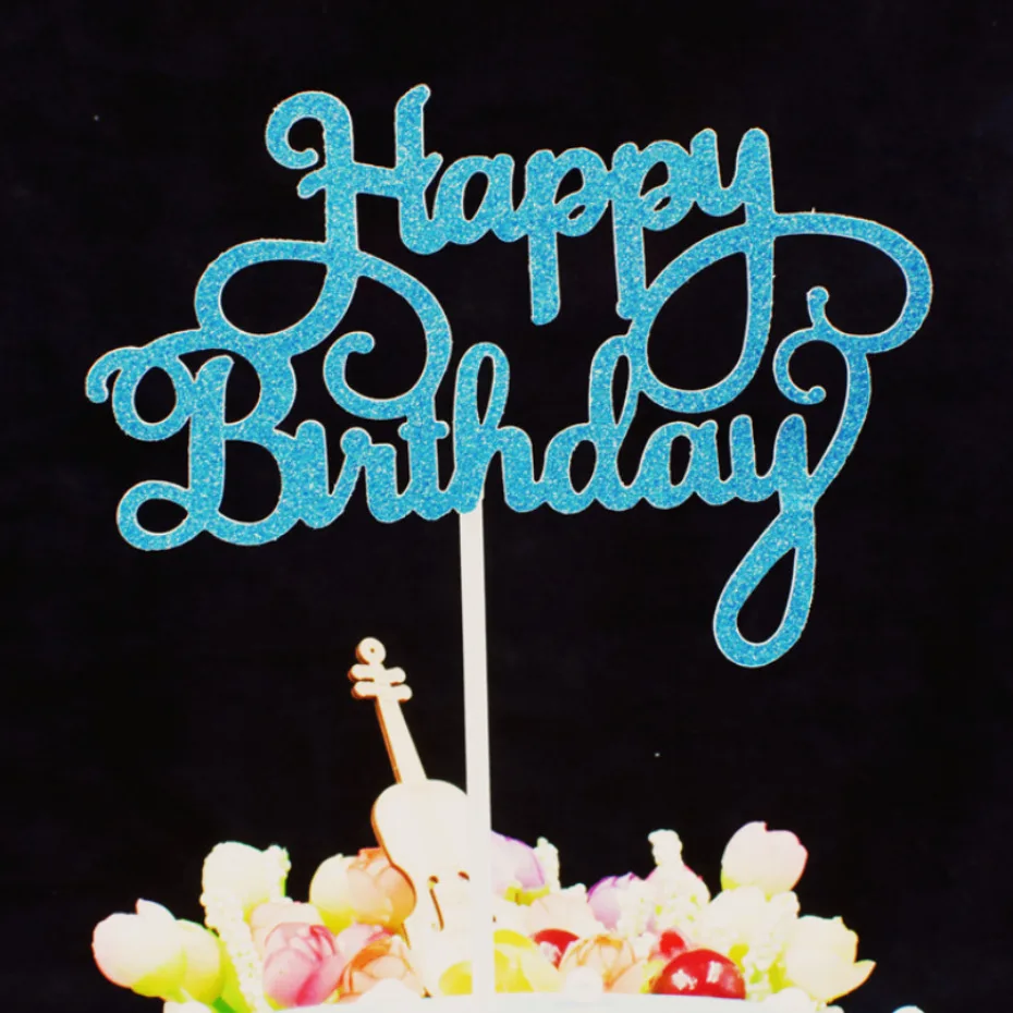 

10pcs Glitter Happy Birthday Letter Cake Topper Sparkle Paper Cupcake Topper For Kids Birthday Party Baby Shower Dessert Decor