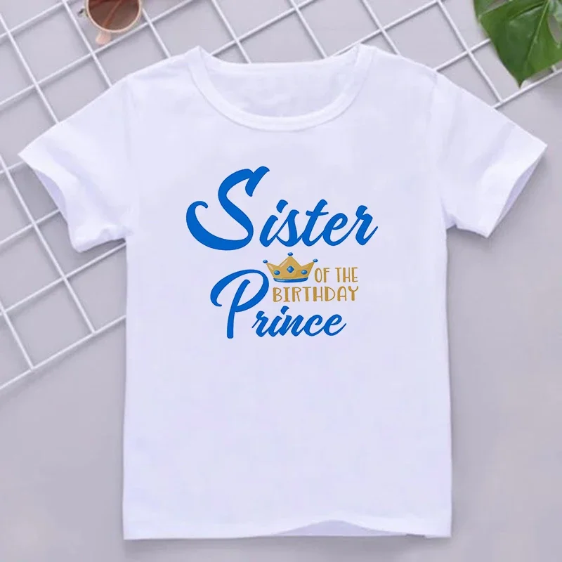 1st Birthday Prince Family Matching Clothes T Shirts Boys Birthday Party Dad Mom Sis Bro and Me Family Look Outfit T-shirt Tops 4
