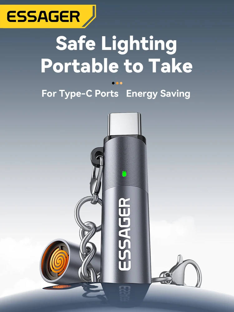 Essager Type C Interface Mini lighter Tungsten Wire Blowing Cigarette lighter Without Battery Can Be Carried On The Plane type c lighter