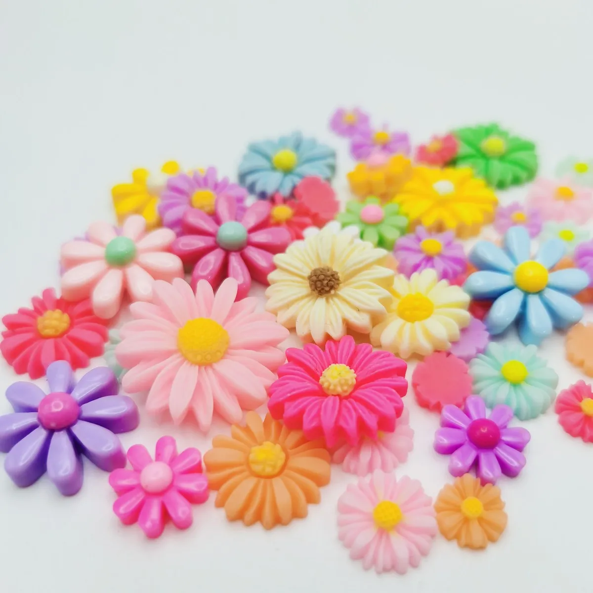 resin flower embellishments 50pcs Mixed 10~26mm Chrysanthemum Daisy Sunflower For Diy Crafts Scrapbooking