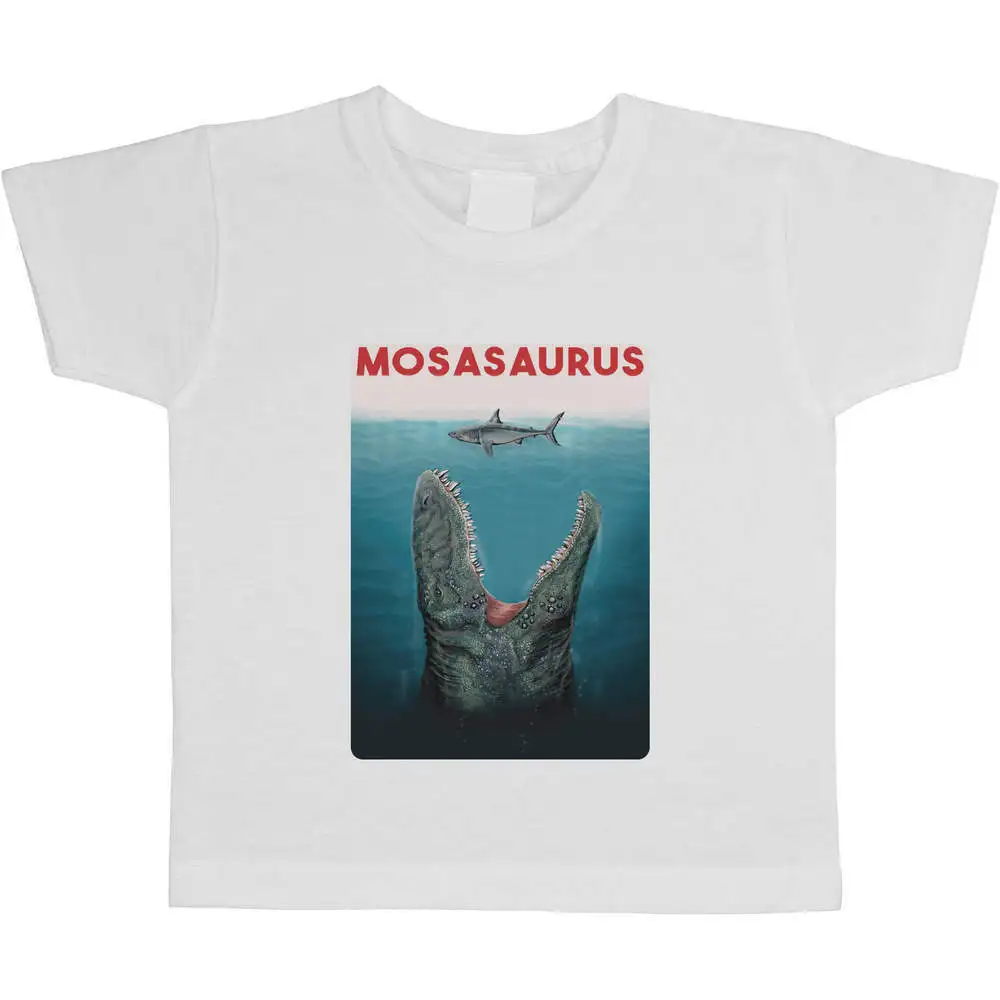 

Детские/Детские футболки Mosasaurus с изображением динозавра и Акулья, летние футболки для мальчиков и девочек из 100% хлопка с коротким рукавом