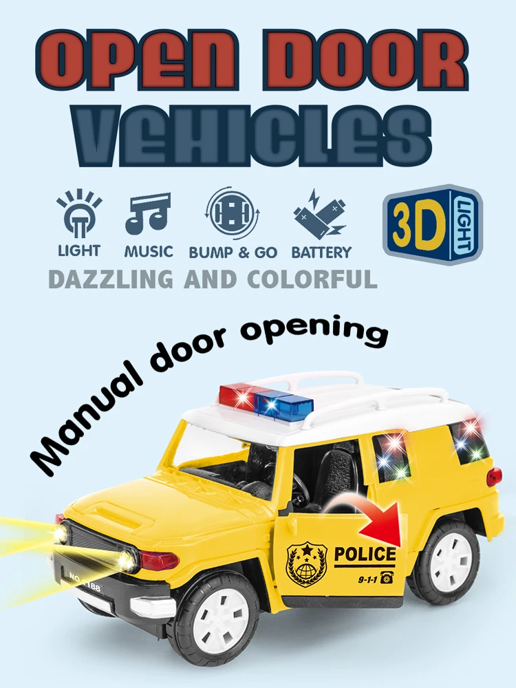Simulation Police Cars Kid Electric Universal SUV Car with 3D Sound Lights Model Children‘s Puzzle Toys Birthday Gifts for Boys 6