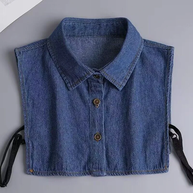 Fake Collar Detachable Collar Shawl Charm Denim Women Ladies False Collar Shirt Half Shirt Detachable Blouse Accessories