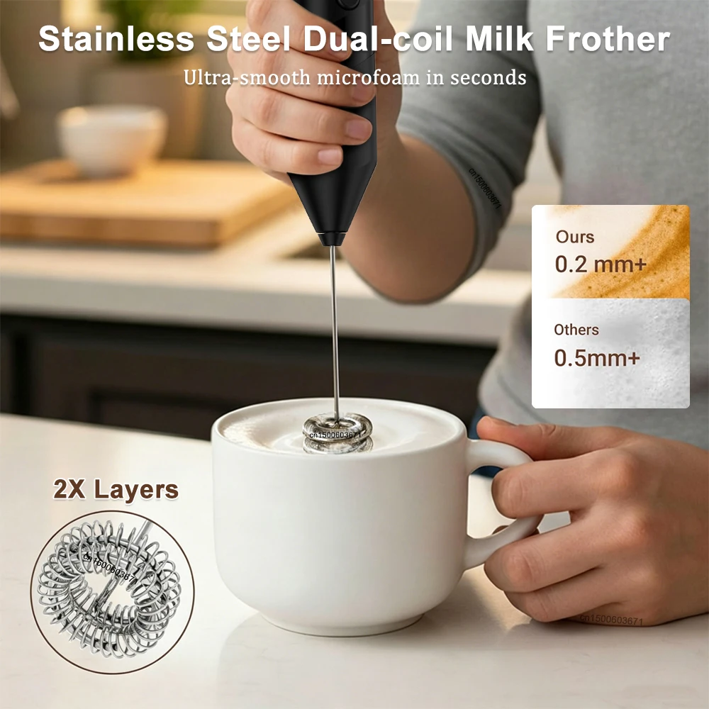 Wireless Electric Milk Frother and Foam Maker for Coffee, Lattes, Cappuccinos, Matcha, and More