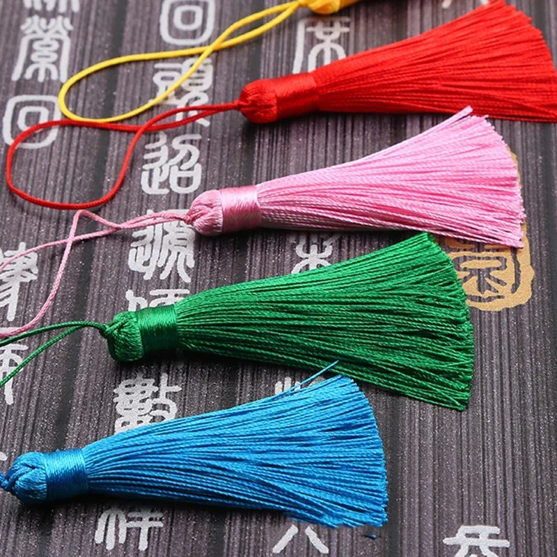 Silky Floss Tassels 10/5/2Pcs 8cm Soft Handmade with 8cm Cord Loop for DIY Jewelry Making Keychain Earring