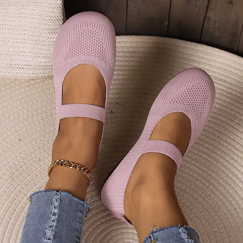 Plus Size 36-43 Knitting Flat Shoes Women Spring Autumn Soft Sole Breathable Single Shoes Woman Slip On Casual Shoes Female