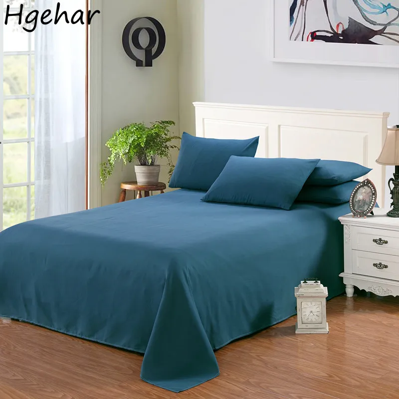 Solid Color Flat Sheets Students Brushed Comfortable Simple Bedspread