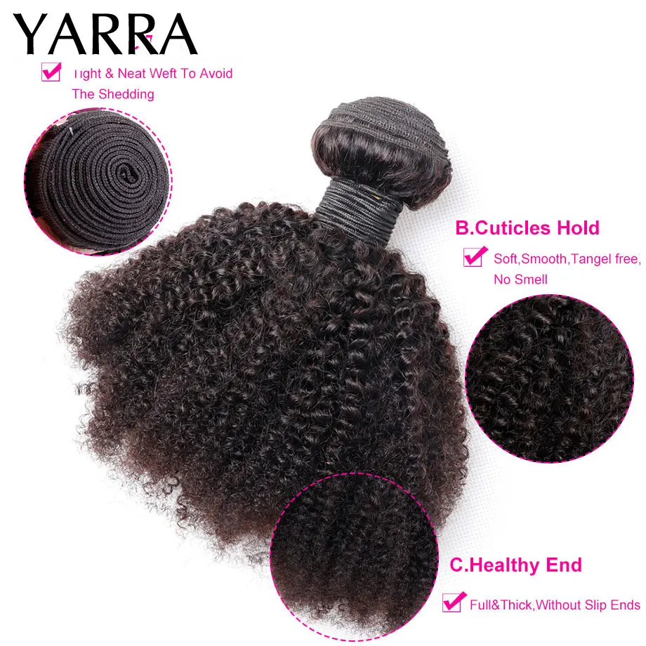 YARRA Brazilian Afro Kinky Curly Human Hair Bundles 4b 4c Afro Kinky Bulk Human Hair Weave Bundle Deal Hair Extensions Wholesale