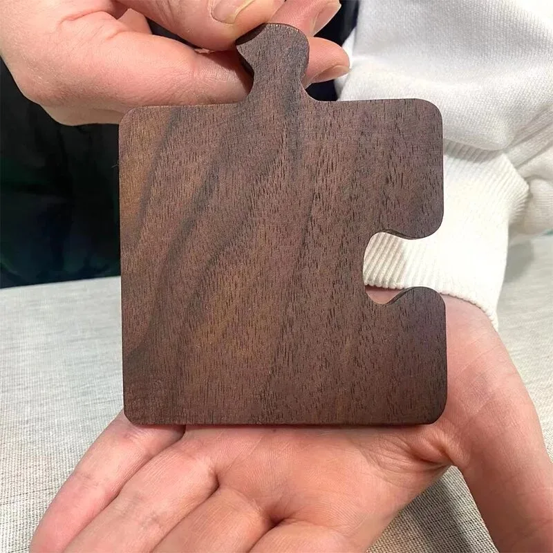 Wooden Puzzle Coaster Creative Puzzle Drinking Mats Heat-resistant Natural Desktop Decorations for Coffee Teacups Home Office