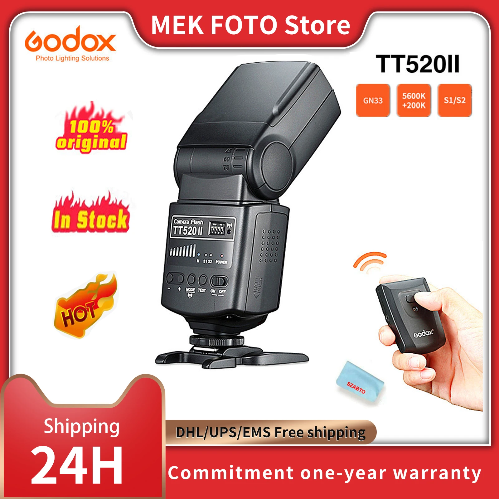 GodoxTT520IIFlashflashlightforCanonTT520IIWirelessforCanonNikonPentaxOlympusDSLR