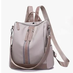 Nylon Backpack Casual Multi-function Anti-theft Lightweight School Shoulder Bag with Headphone Jack (Grey)