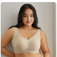 Plus Size Seamless Sports Bra And Panty Set Comfortable Wireless Thin Summer Underwear for Big Chests Invisible Underwear