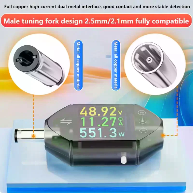 DC5.5x2.5 인터페이스가 있는 고정밀 디지털 전압 전류 테스터 - DC4.5-50V 최대 12A 전력 측정기