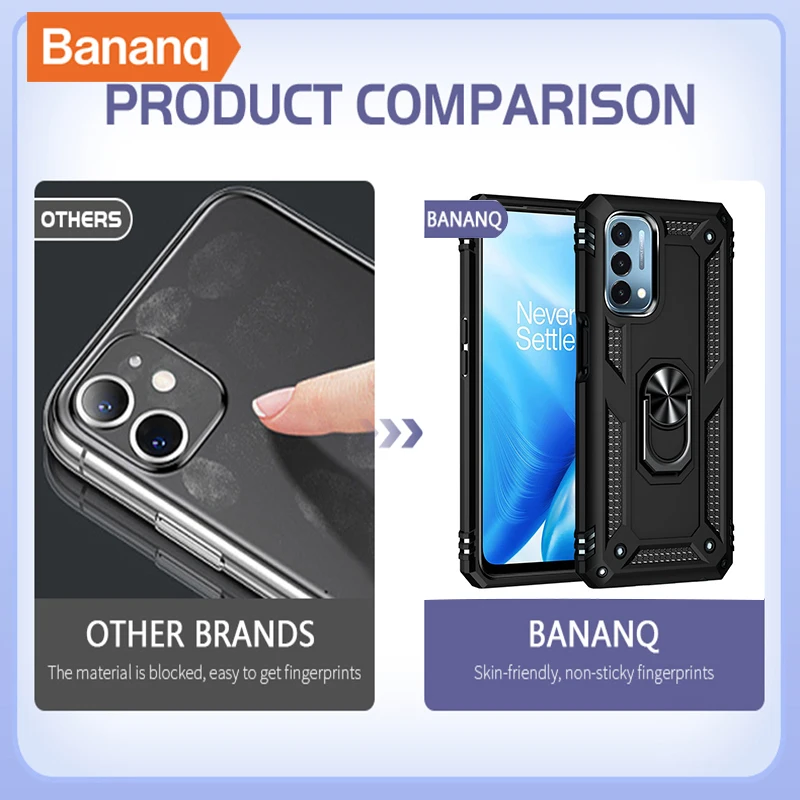 Bananq Shockproof Armor Metal Ring Stand Cover with Magnetic Car Holder