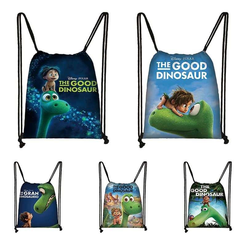 

Сумки на шнурке для мальчиков и девочек The Good Dinosaur, Женская вместительная сумка для покупок, повседневный рюкзак для подростков, портативные дорожные сумки