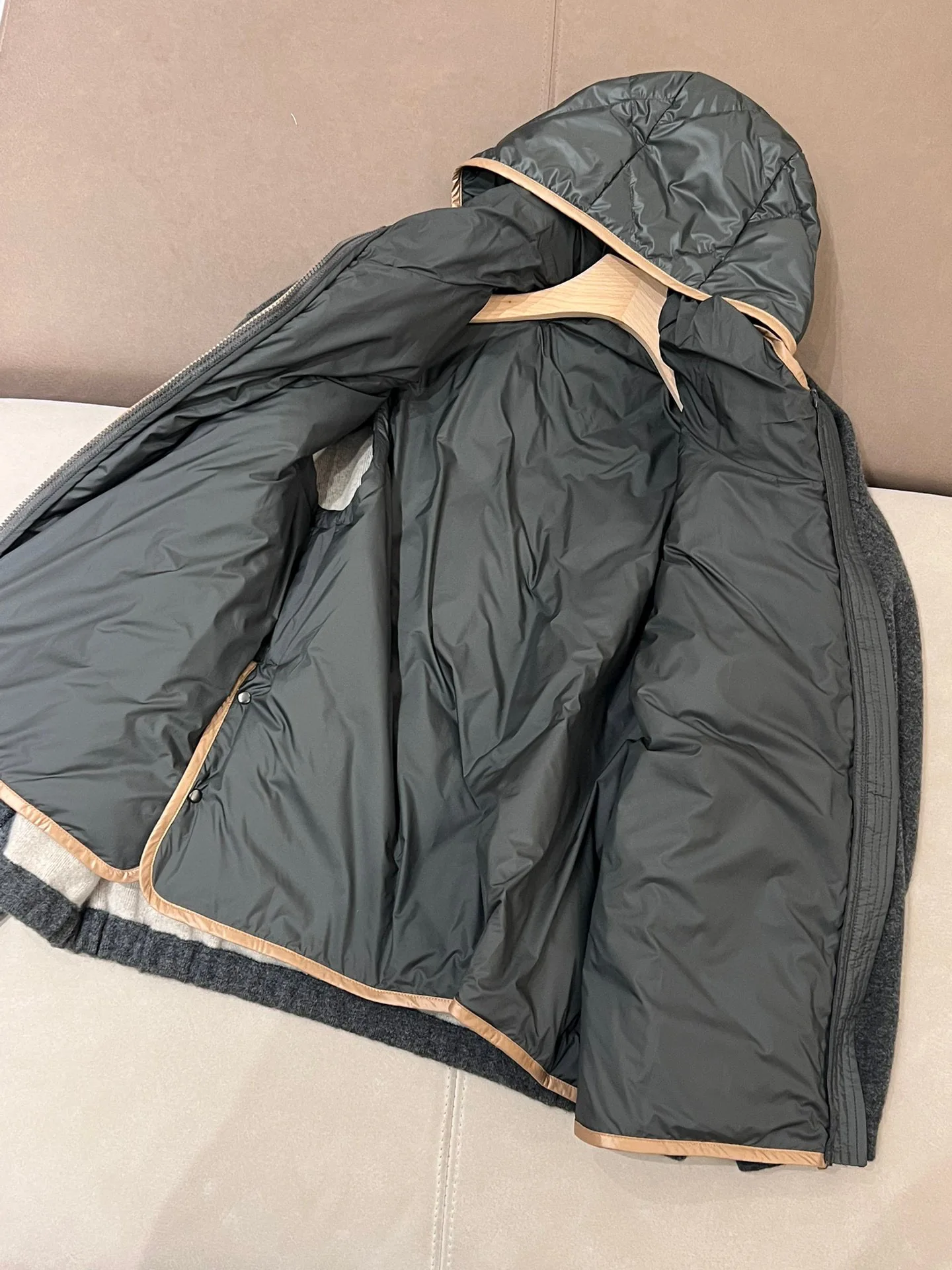 Two piece Set Goose Down Warm and Thickened Cashmere Woolen Coat