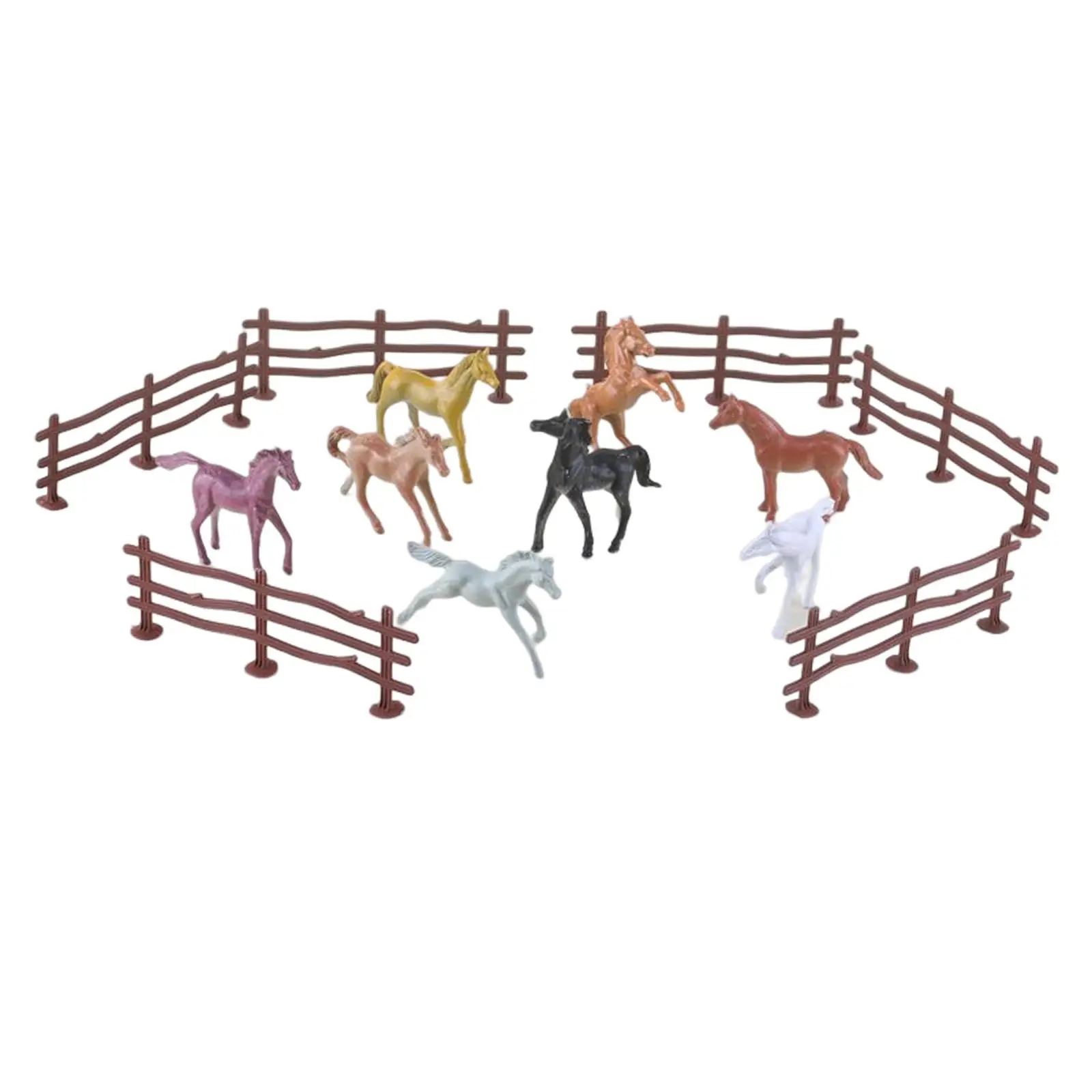 Pp Horses Figures Miniature Farm Fence Set For Farm Animals Room