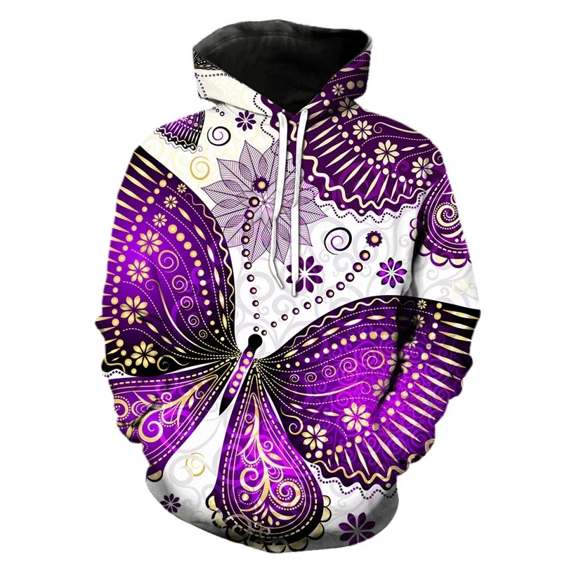 Sudadera con capucha con estampado 3D de mariposa exquisita para hombres y mujeres, sudadera con estampado de insectos de manga larga, sudadera holgada estilo Harajuku, sudaderas con capucha