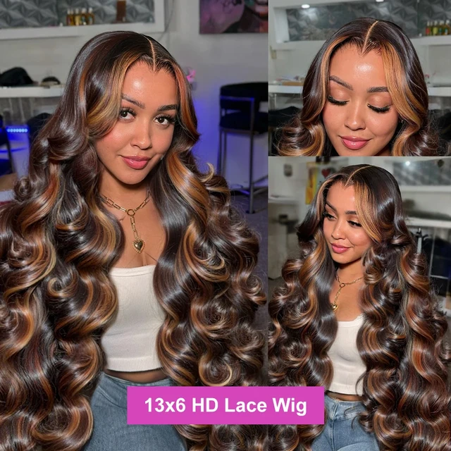 Perruque en cheveux humains P1B/30 Body Wave Highlight 30 34 pouces HD 13x6 Lace Front, couleur Omber Brown améliorée, perruque frontale 13x4 en dentelle vietnamienne pour femmes 2